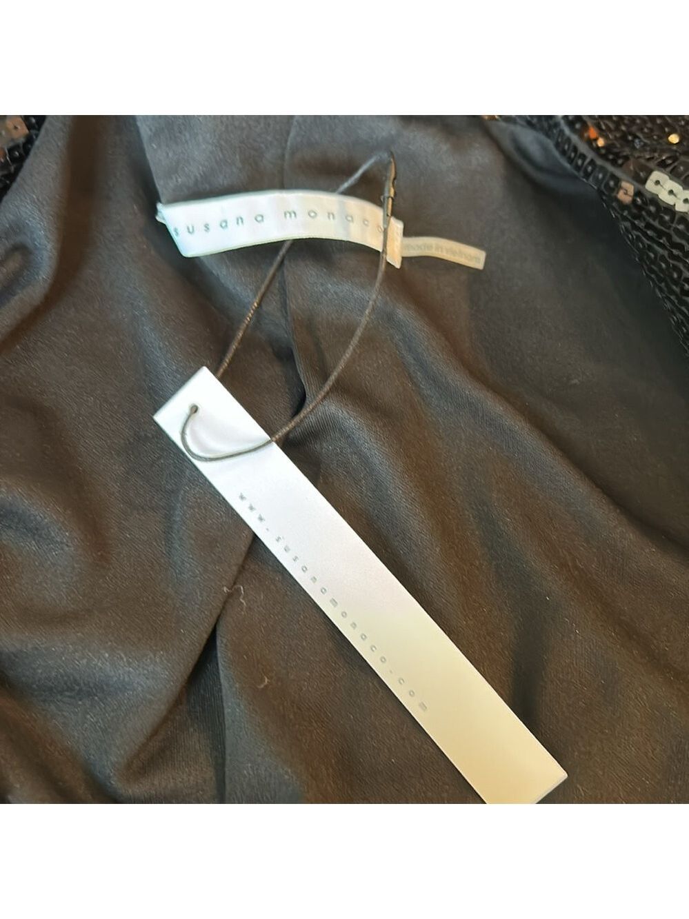 NWT Susana Monaco Black Sequin Blazer Front Snap Size Small - Picture 11 of 13